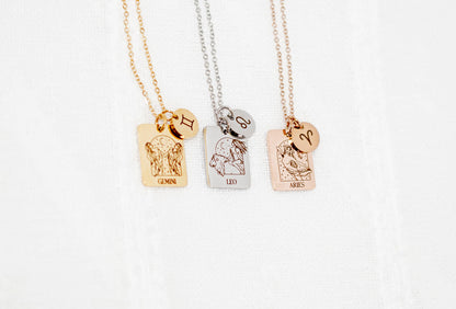 Zodiac Necklace: Stainless Steel Star Sign Astrology Jewelry