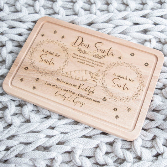 Snacks for Santa, Christmas Eve Treat Board for Santa, Father Christmas, Personalised Laser engraved