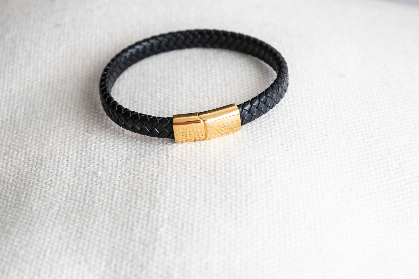 Gold Men's Hidden Message Leather Bracelet X