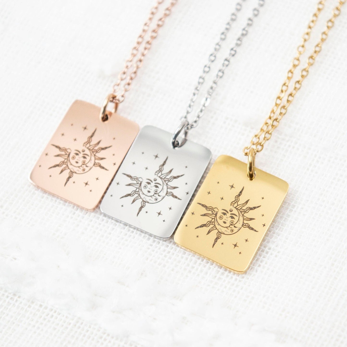 Sun and Moon Necklace: Stainless Steel Celestial Jewelry