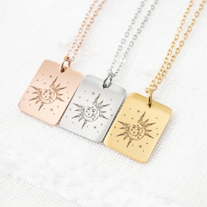 Sun and Moon Necklace: Stainless Steel Celestial Jewelry