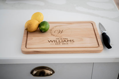 Personalised Initial Cutting Board, Wedding present