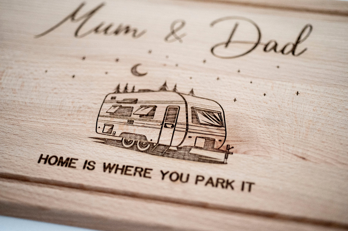 Personalised Caravan Wooden Cutting Board