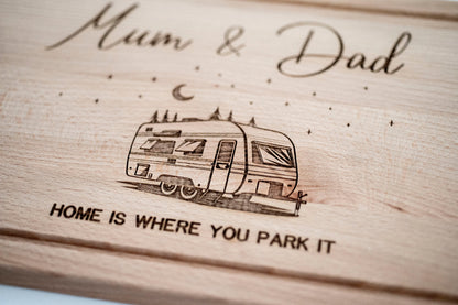 Personalised Caravan Wooden Cutting Board