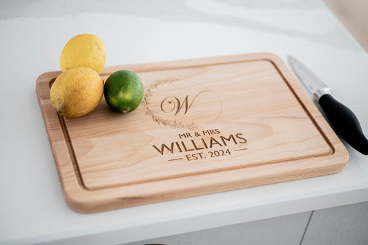 Personalised Initial Cutting Board, Wedding present