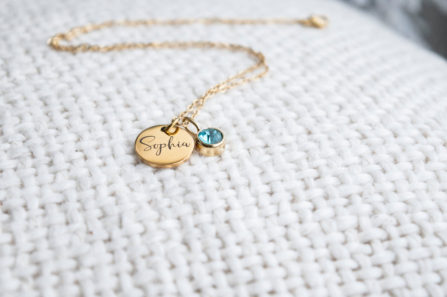 Gold Name and Birthstone Necklace, personalized gift for her