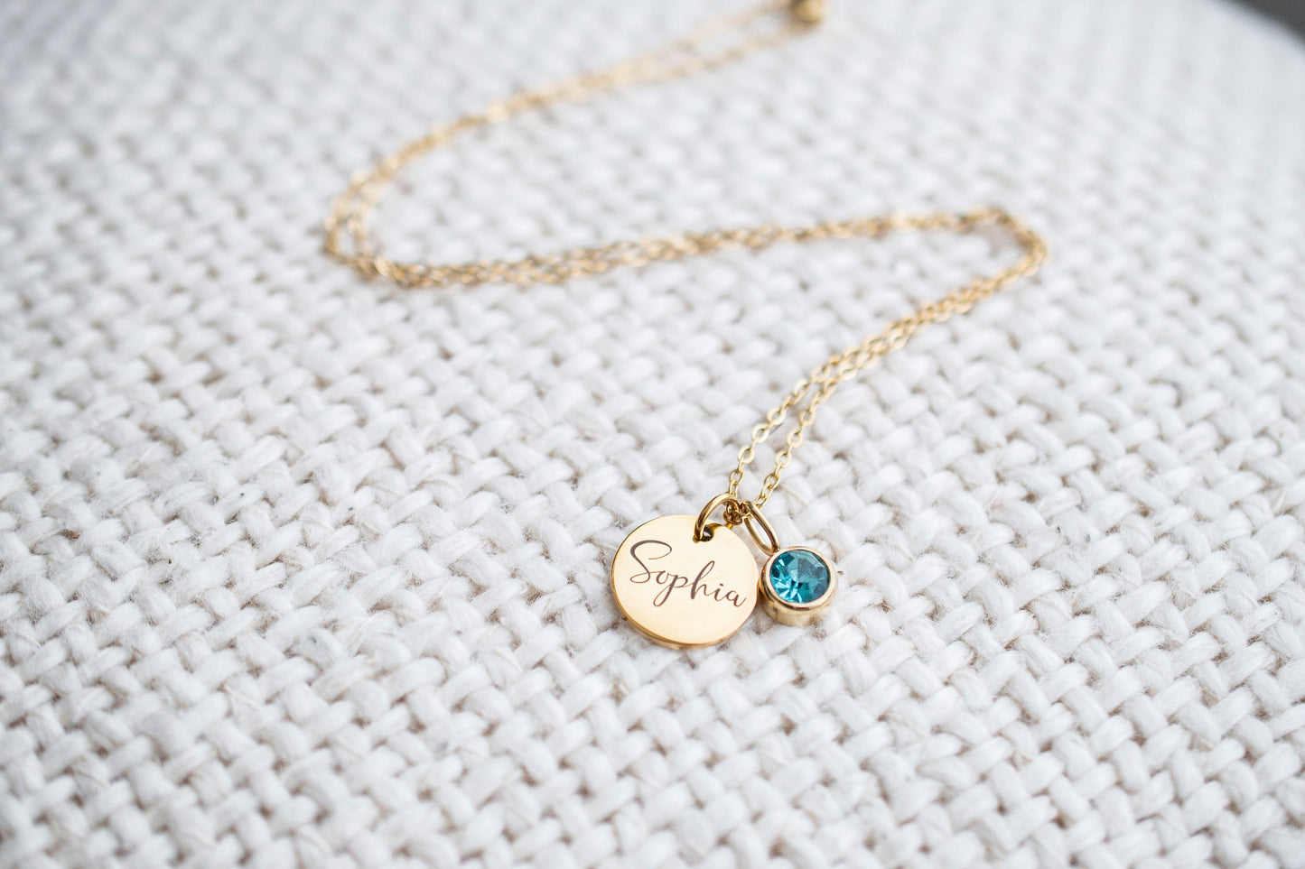 Gold Name and Birthstone Necklace, personalized gift for her