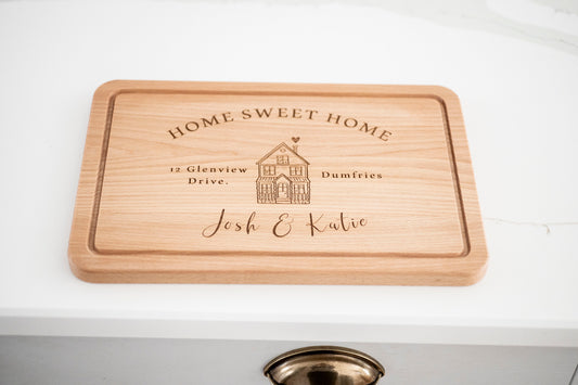 Personalized Home sweet Home Cutting Board - Housewarming Gift