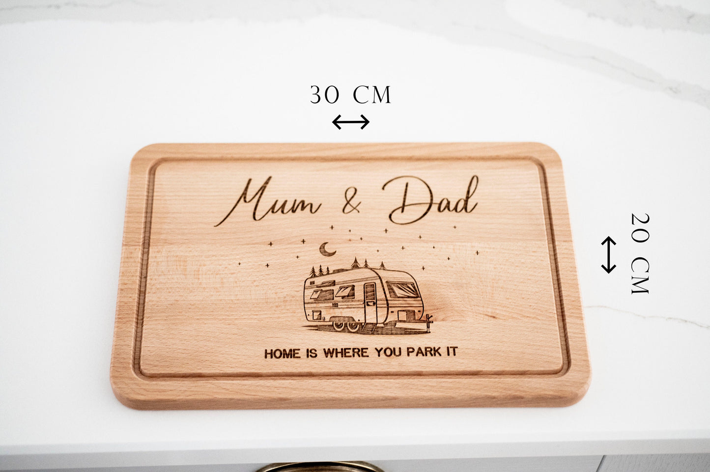 Personalised Caravan Cutting Board - Gift for Campers