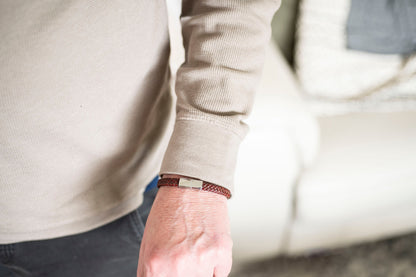 Silver Men's Hidden Message Bracelet - Leather bracelet for him