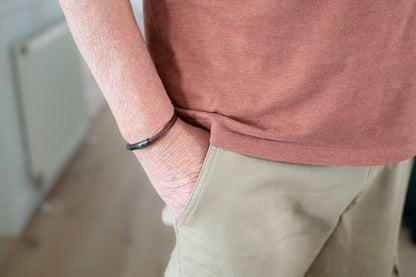Men's Hidden message bracelet - Matte black personalised bracelet for him