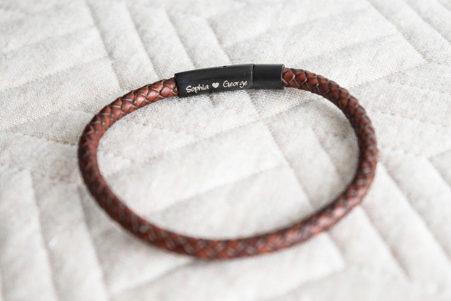 Men's Hidden message bracelet - Matte black personalised bracelet for him
