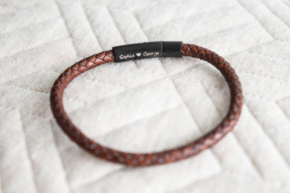 Men's Hidden message bracelet - Matte black personalised bracelet for him