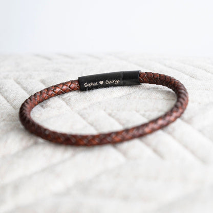 Men's Hidden message bracelet - Matte black personalised bracelet for him
