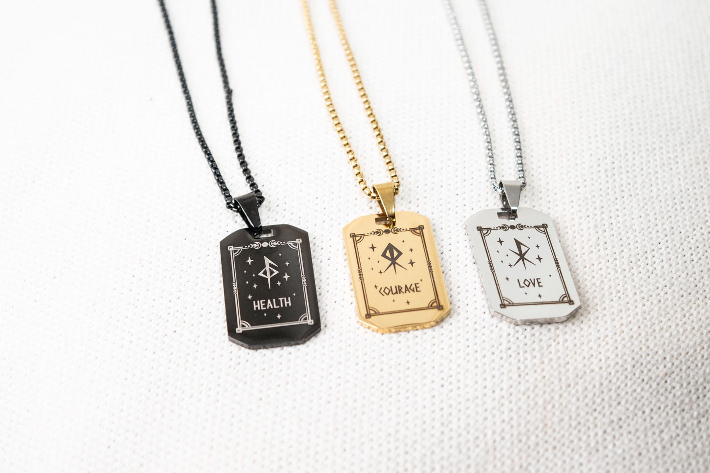 Men's Rune Necklace - Viking Jewelry -  Nordic Rune - Stainless Steel Norse Runes