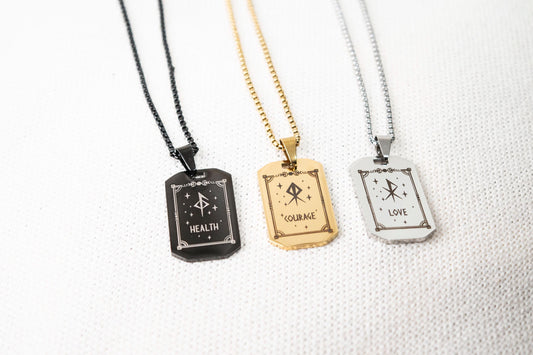 Men's Rune Necklace - Viking Jewelry -  Nordic Rune - Stainless Steel Norse Runes