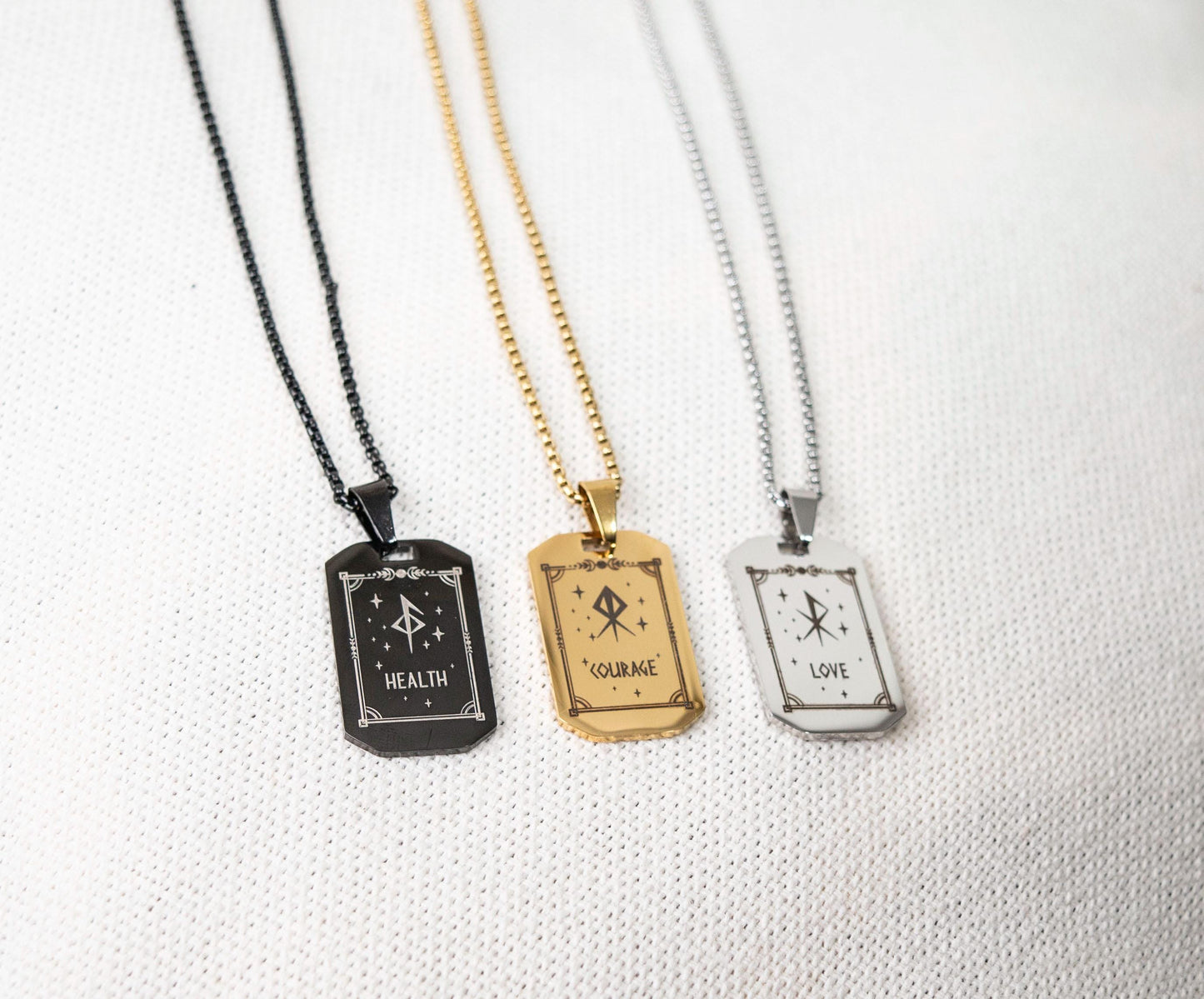 Men's Rune Necklace - Viking Jewelry -  Nordic Rune - Stainless Steel Norse Runes