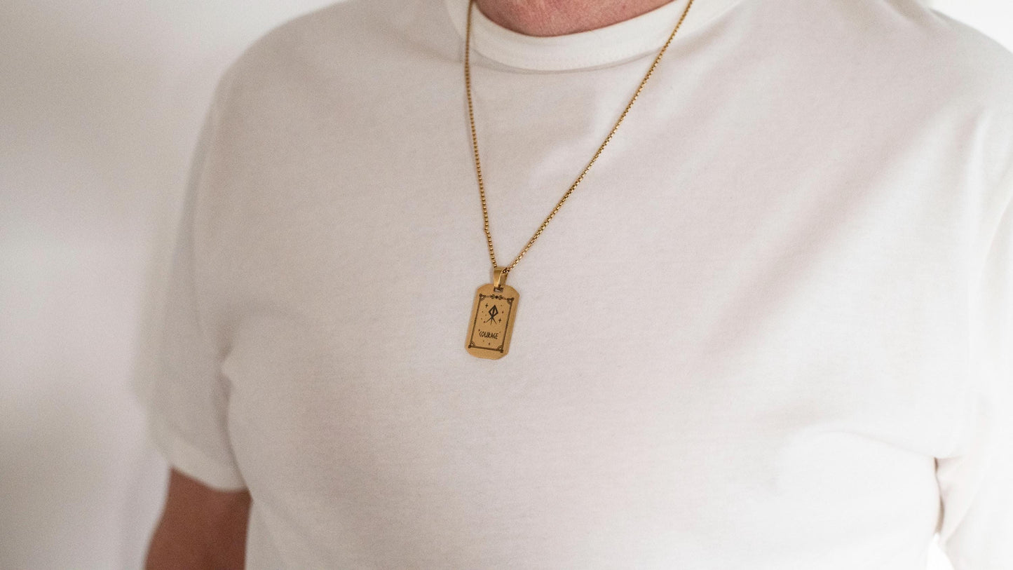 Men's Rune Necklace - Viking Jewelry -  Nordic Rune - Stainless Steel Norse Runes