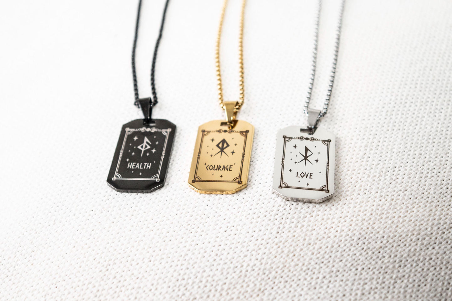 Men's Rune Necklace - Viking Jewelry -  Nordic Rune - Stainless Steel Norse Runes