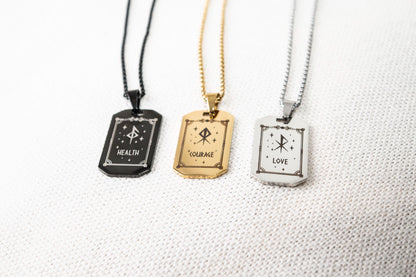 Men's Rune Necklace - Viking Jewelry -  Nordic Rune - Stainless Steel Norse Runes