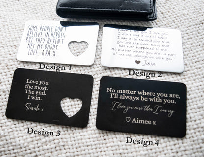 Engraved Stainless Steel Wallet Card Insert – Keepsake Gift