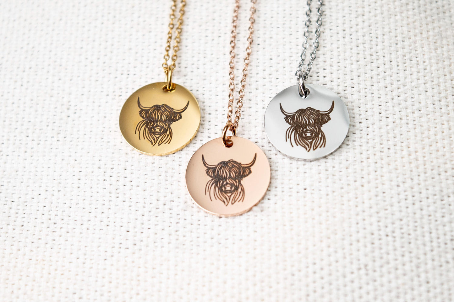 Highland Cow Necklace, Non tarnish stainless steel