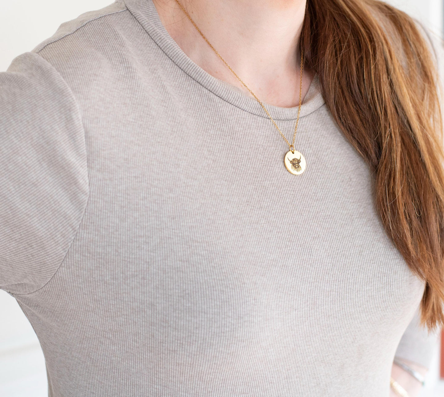 Highland Cow Necklace, Non tarnish stainless steel