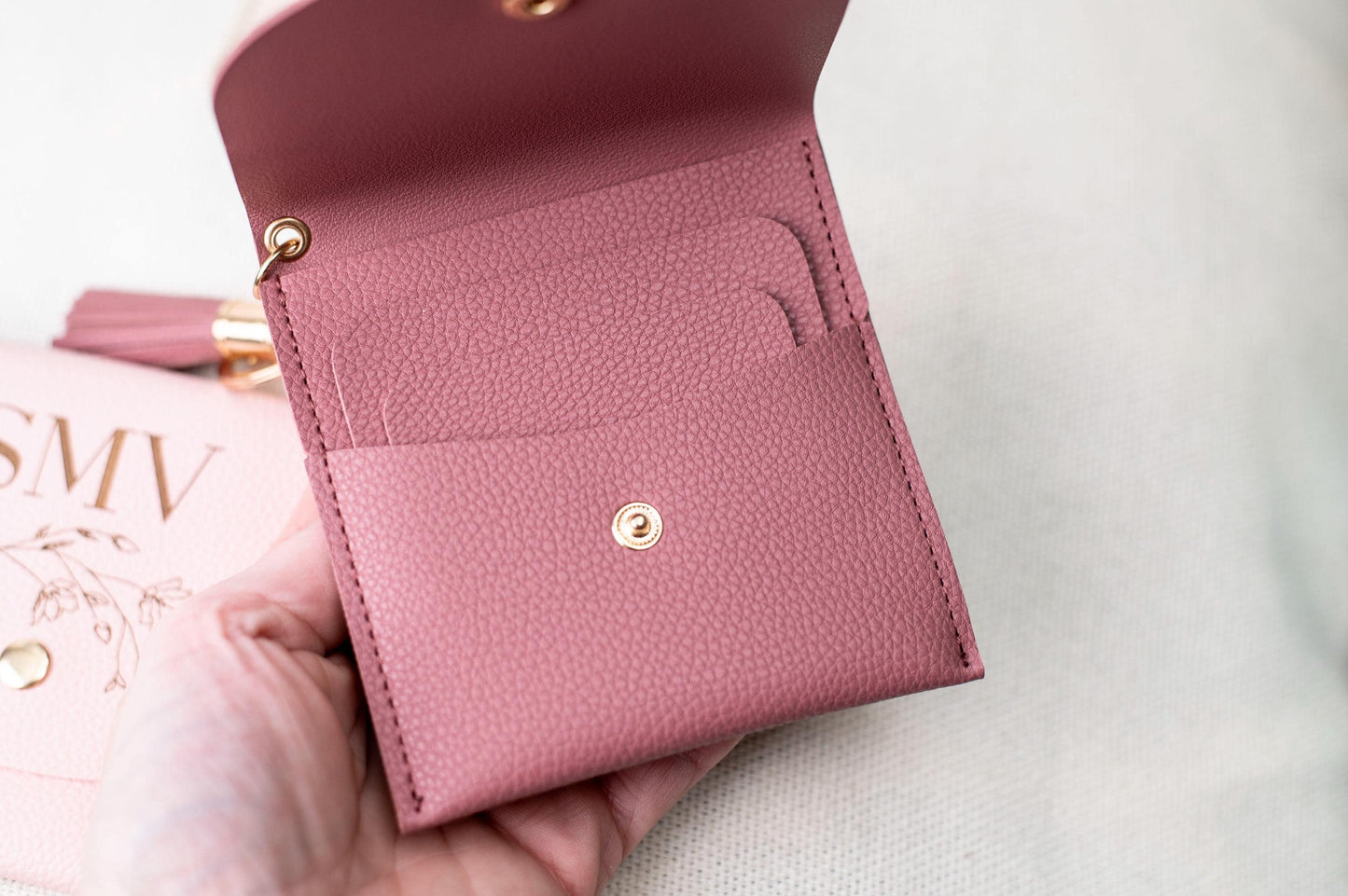 Personalised Card holder bag charm, keychain Vegan Leather
