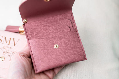 Personalised Card holder bag charm, keychain Vegan Leather