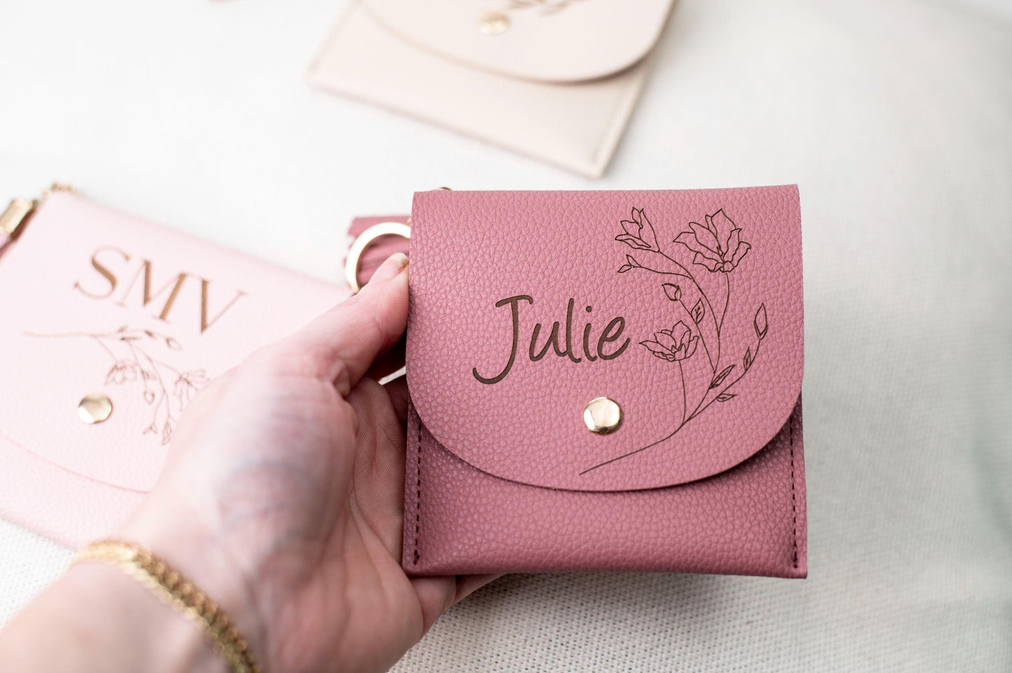 Personalised Card holder bag charm, keychain Vegan Leather