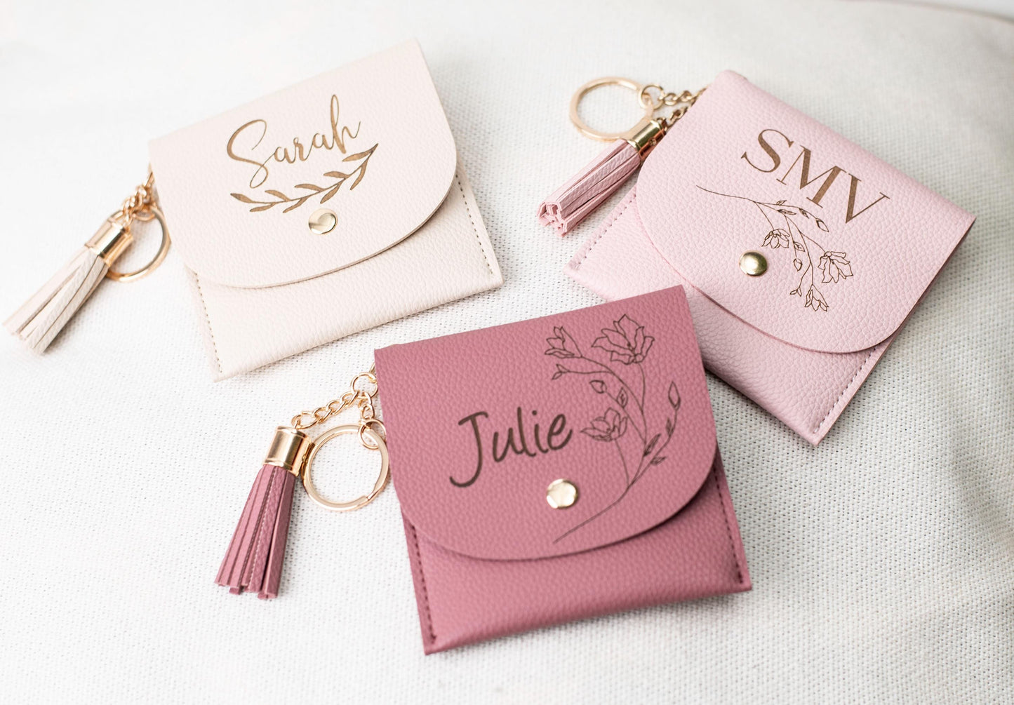 Personalised Card holder bag charm, keychain Vegan Leather