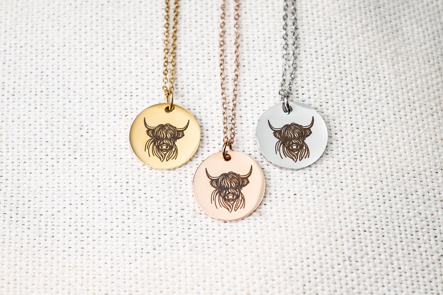 Highland Cow Necklace, Non tarnish stainless steel