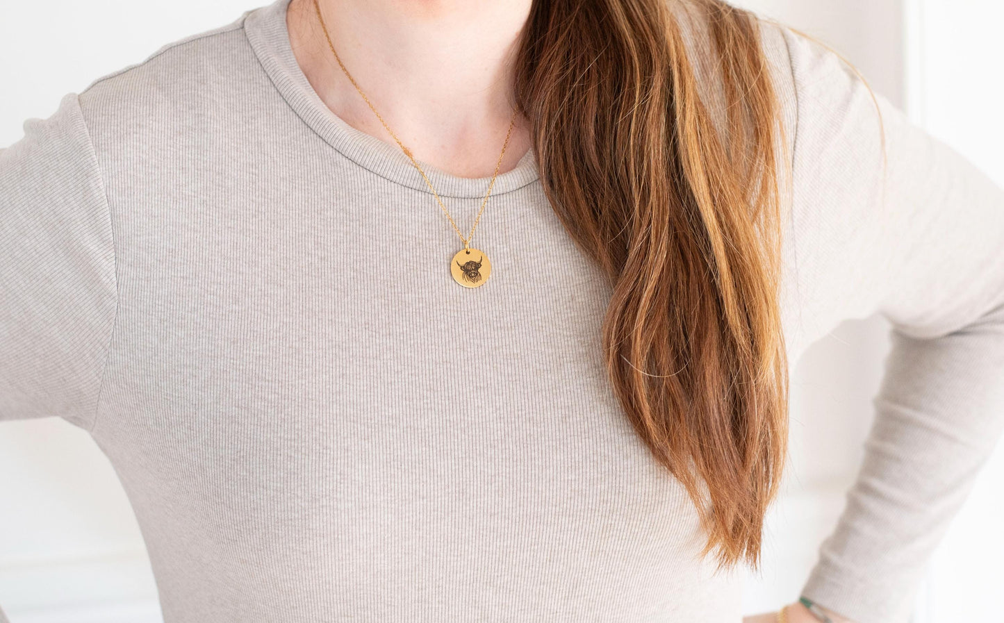 Highland Cow Necklace, Non tarnish stainless steel