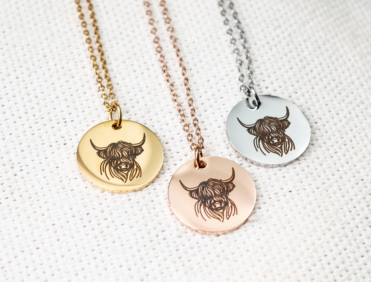 Highland Cow Necklace, Non tarnish stainless steel