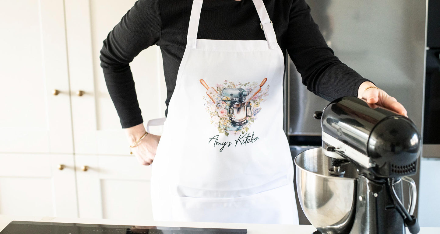 Personalised Floral Apron - baking gift for her