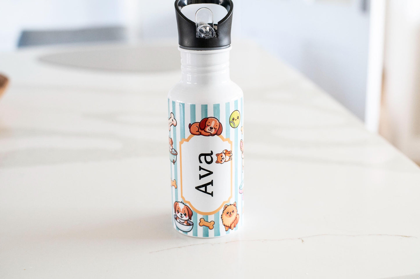 Personalised Kids water bottle - Dog themed